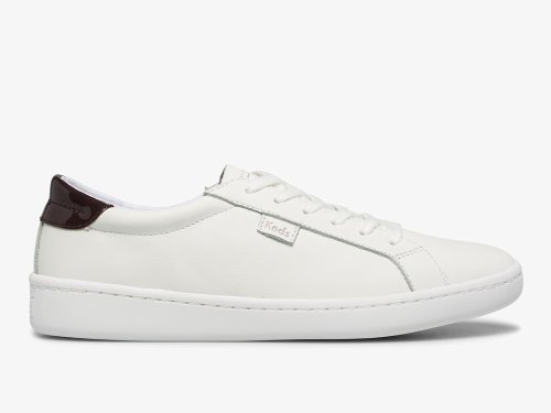 Keds Ace Bőr Női Bőr Sneakers Fehér Bordó | HU-40174