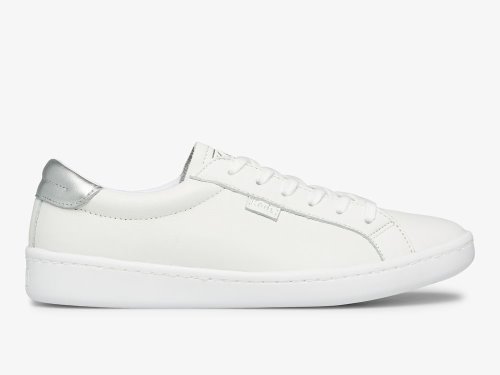 Keds Ace Bőr Női Bőr Sneakers Fehér Titán | HU-85160