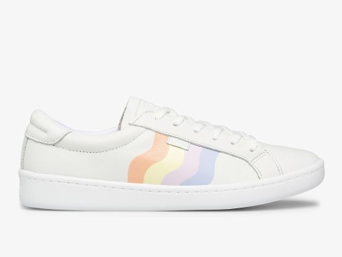 Keds Ace Bőr Wavy Print Női Bőr Sneakers Fehér Színes | HU-88840