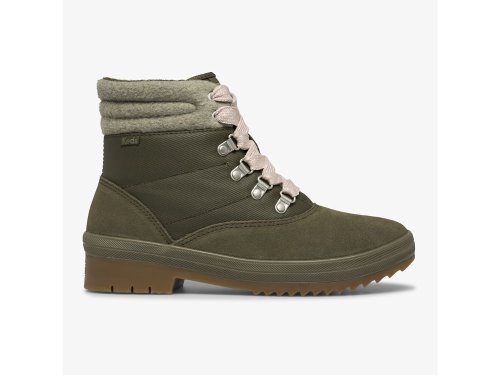 Keds Camp Boot Velúr & Splash Twill w/ Thinsulate™ Női FűzősCipő Olivazöld | HU-90731