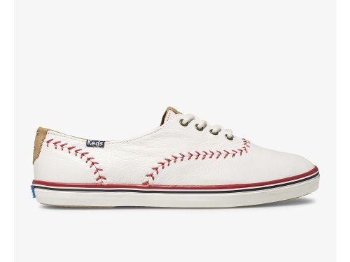 Keds Champion Pennant Bőr Női Bőr Sneakers Krém | HU-02894