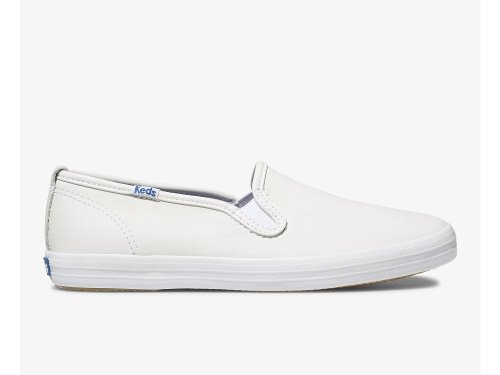 Keds Champion Slip On Bőr Női Bőr Sneakers Fehér | HU-71593