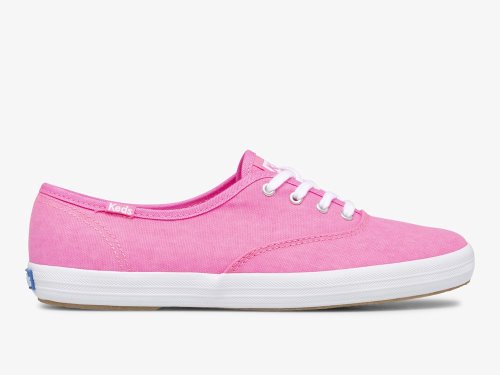 Keds Champion Vászon Neon Washable Női FűzősCipő Rózsaszín | HU-79227