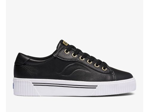 Keds Crew Kick Alto Bőr Női Bőr Sneakers Fekete | HU-13296