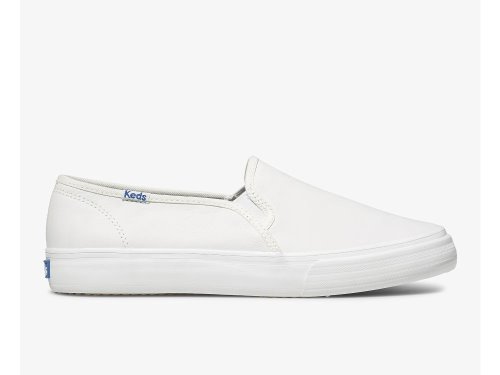 Keds Double Decker Bőr Női Bőr Sneakers Fehér | HU-36228