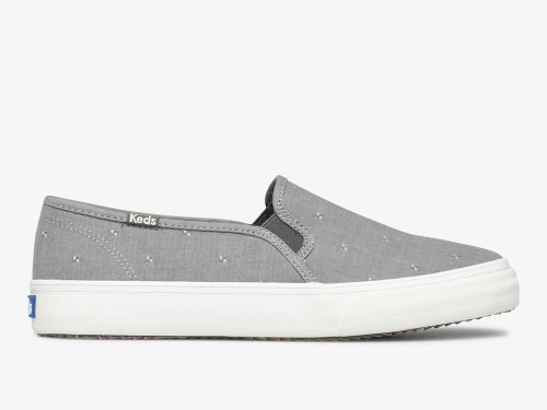 Keds Double Decker Dobby Jacquard Női SlipOnSneakers Sötétszürke | HU-11040