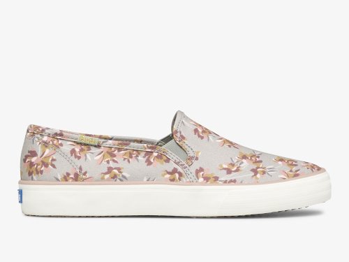 Keds Double Decker Spring Floral Női SlipOnSneakers Szürke | HU-01504