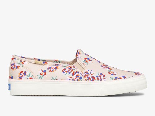 Keds Double Decker Spring Floral Női SlipOnSneakers Barna | HU-95935