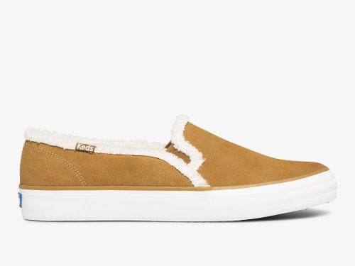 Keds Double Decker Velúr Faux Shearling Női SlipOnSneakers Barna | HU-16795