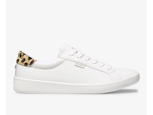 Keds Kate Spade New York Ace Bőr Calf Hair Női FűzősCipő Fehér Leopárd | HU-24922