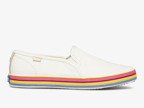 Keds Kate Spade New York Double Decker Twill Női SlipOnSneakers Fehér | HU-94556