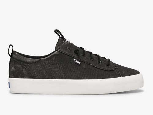 Keds Kickback Washable Feat. Organic Pamut Női FűzősCipő Fekete | HU-77126