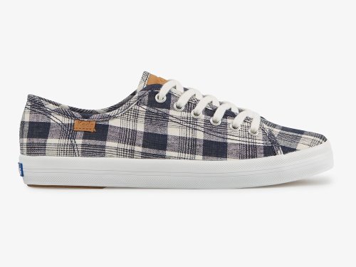 Keds Kickstart Linen Plaid Női Teniszcipő Kék Színes | HU-73097