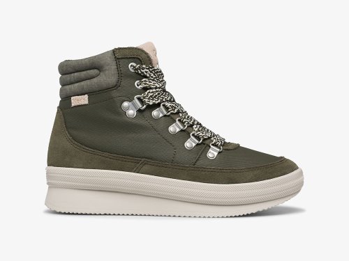 Keds Midland Boot Velúr & Splash Twill w/ Thinsulate™ Női FűzősCipő Zöld | HU-54755