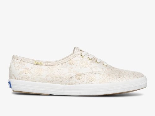 Keds Rifle Paper Co. Champion Colette Jacquard Női FűzősCipő Fehér | HU-88411