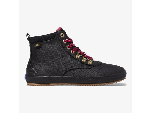 Keds Scout Boot III Vizi-Resistant Vászon Gyapjú Női Csizma Fekete | HU-76065