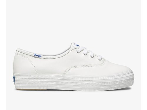 Keds Triple Bőr Női Platform Sneakers Fehér | HU-72665