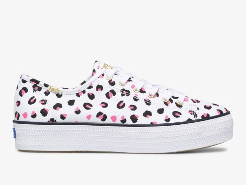 Keds Triple Kick Leopard Vászon Női Platform Sneakers Fehér Színes | HU-19834