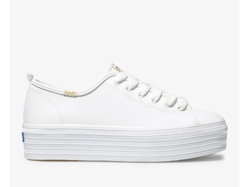 Keds Triple Up Bőr Női Platform Sneakers Fehér | HU-81769