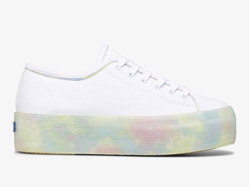 Keds Triple Up Tie Dye Foxing Női Platform Sneakers Fehér Színes | HU-73207