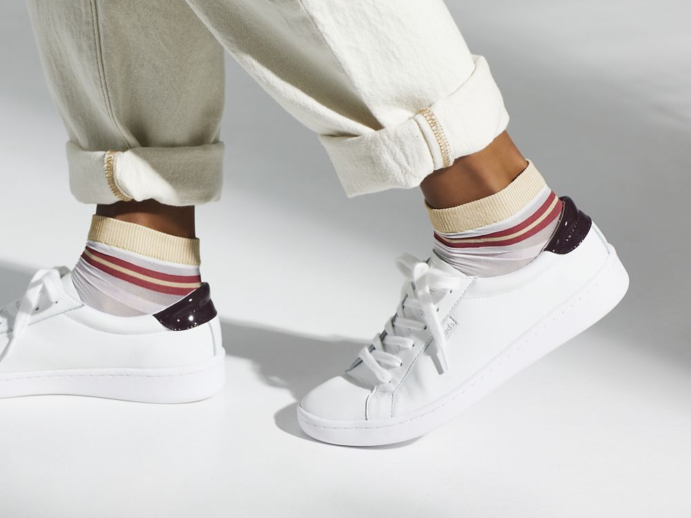 Keds Ace Bőr Női Bőr Sneakers Fehér Bordó | HU-40174