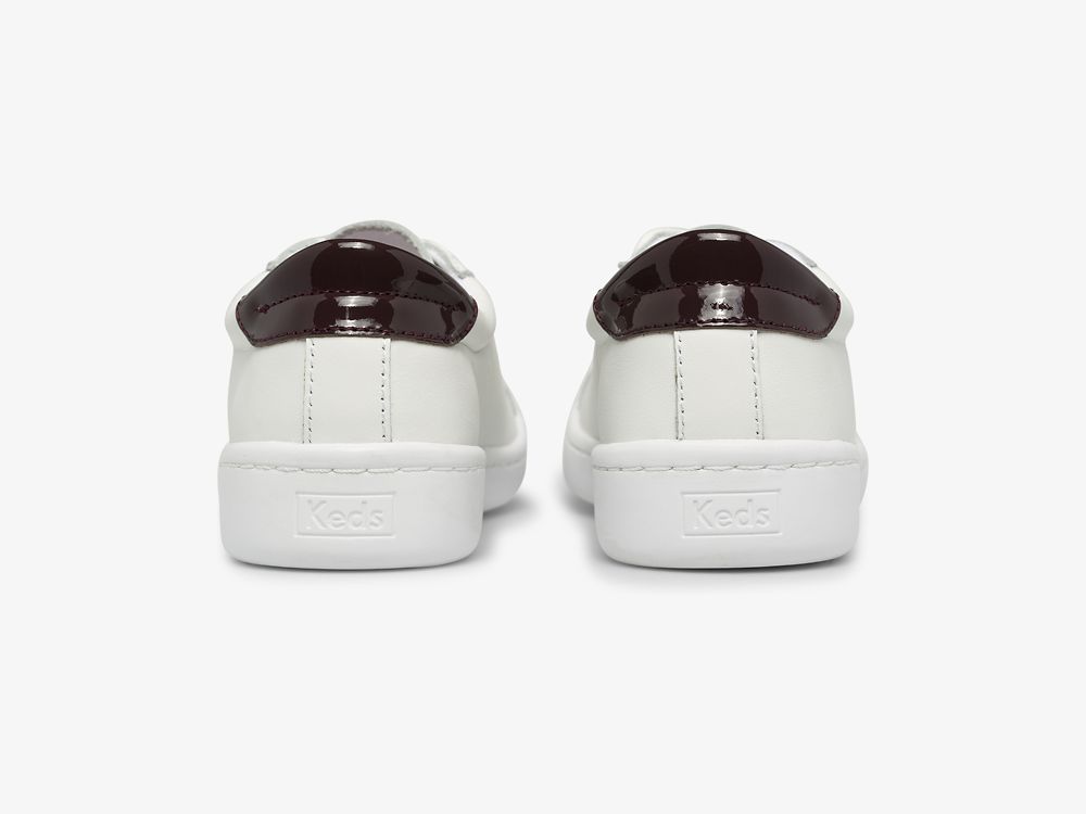 Keds Ace Bőr Női Bőr Sneakers Fehér Bordó | HU-40174