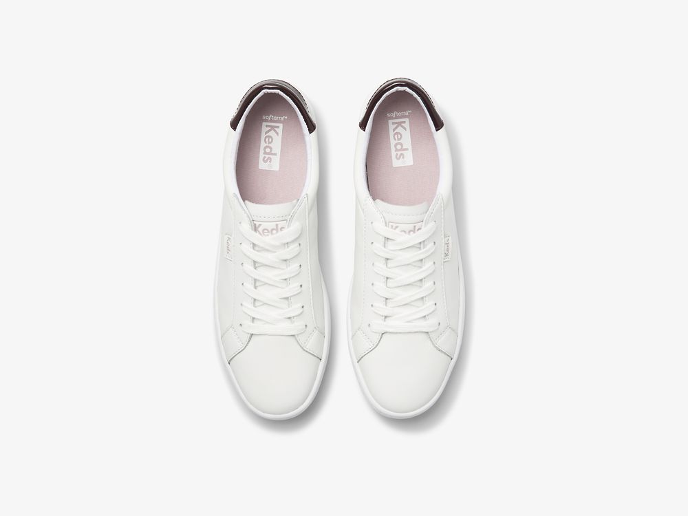 Keds Ace Bőr Női Bőr Sneakers Fehér Bordó | HU-40174