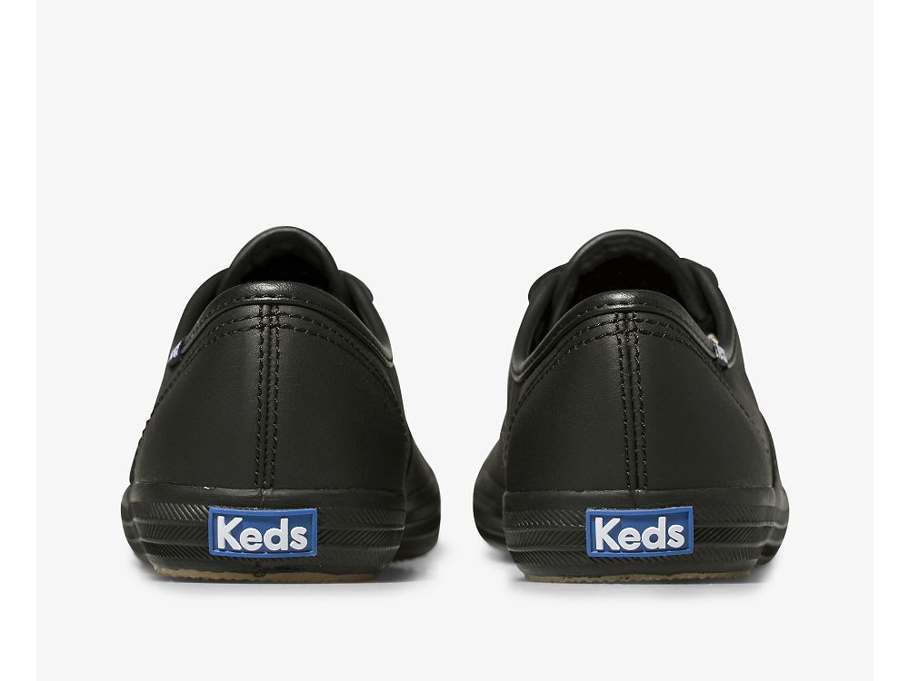 Keds Champion Eredeti Bőr Női Bőr Sneakers Fekete | HU-52695