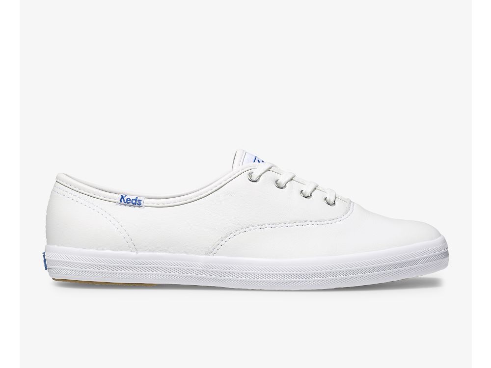 Keds Champion Eredeti Bőr Női Bőr Sneakers Fehér | HU-84004