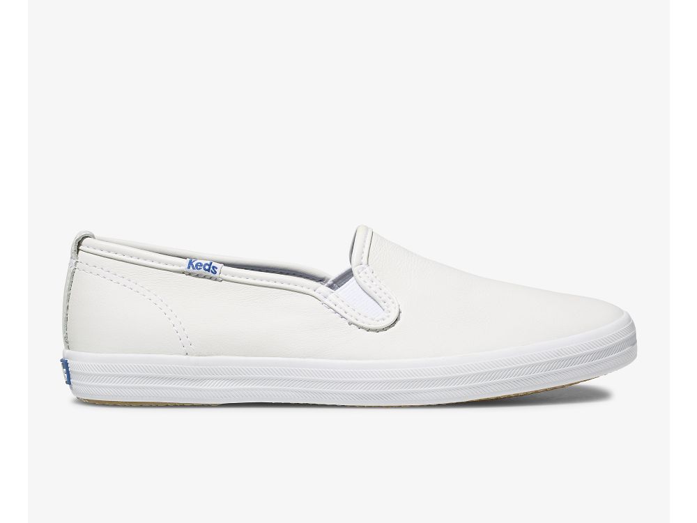 Keds Champion Slip On Bőr Női SlipOnSneakers Fehér | HU-95757