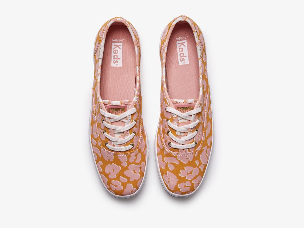 Keds Champion Spot Print Női FűzősCipő Sárga Rózsaszín | HU-10134