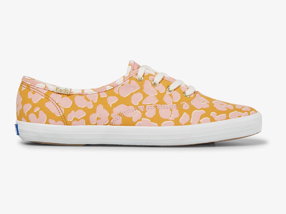 Keds Champion Spot Print Női FűzősCipő Sárga Rózsaszín | HU-10134