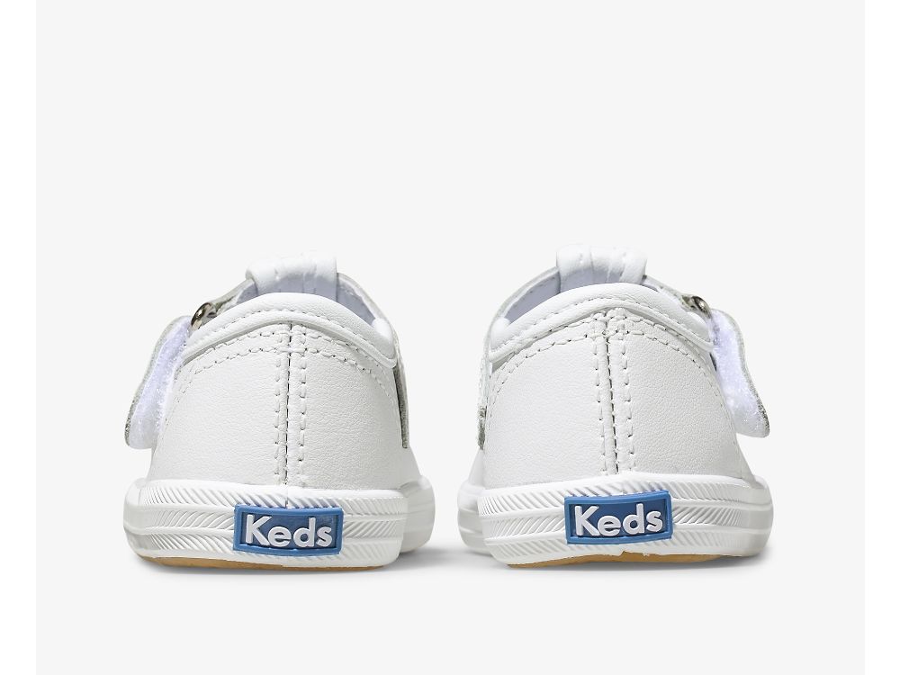 Keds Champion Toe Cap T-Pántos Bőr Lány SlipOnSneakers Fehér | HU-13955