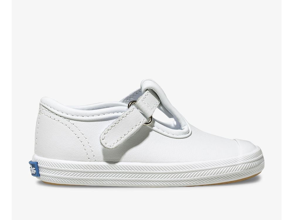 Keds Champion Toe Cap T-Pántos Bőr Lány SlipOnSneakers Fehér | HU-13955