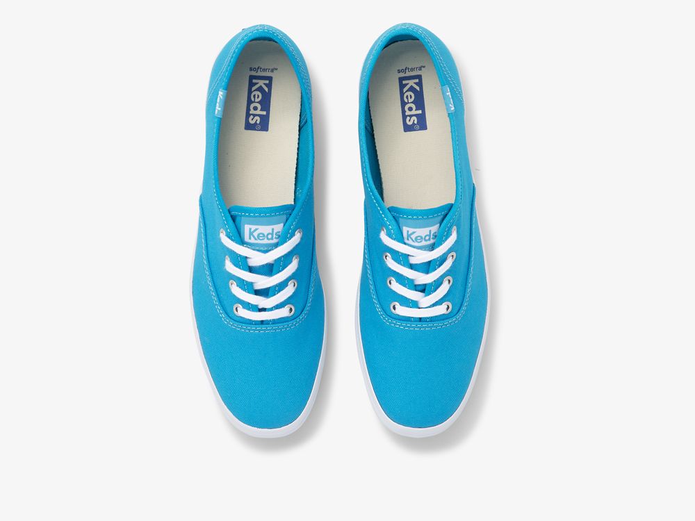 Keds Champion Vászon Neon Washable Női FűzősCipő Kék | HU-87067