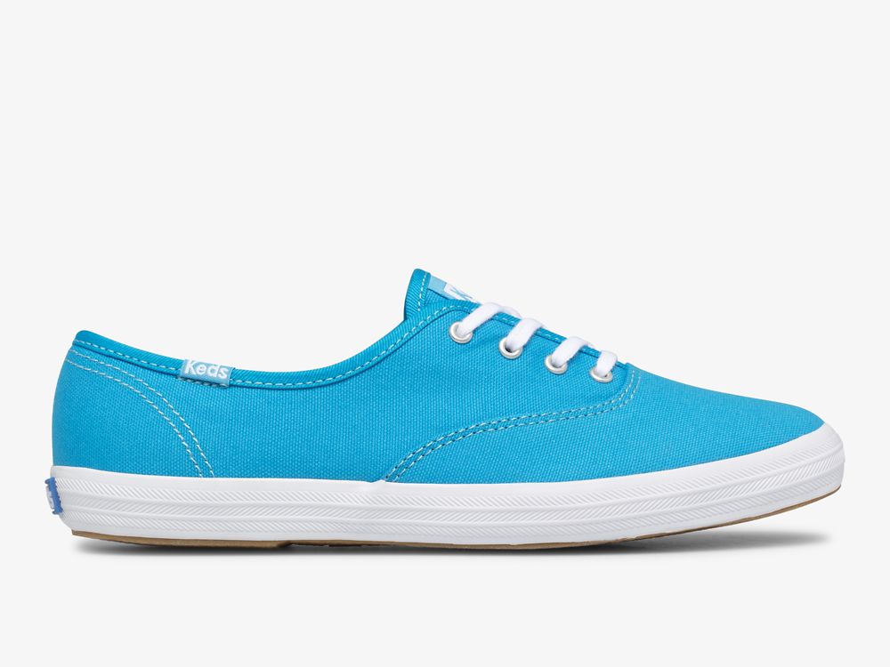 Keds Champion Vászon Neon Washable Női FűzősCipő Kék | HU-87067