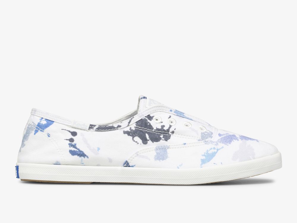 Keds Chillax Splatter Twill Női SlipOnSneakers Fehér Kék | HU-18820