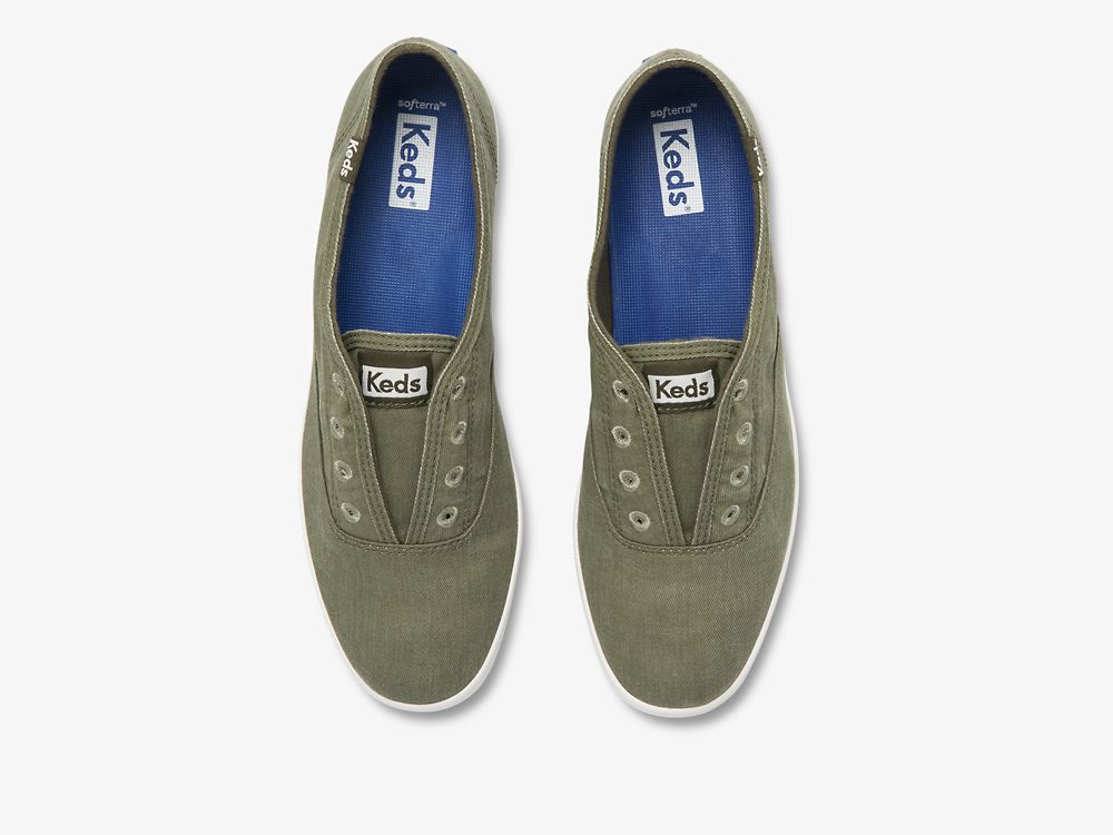 Keds Chillax Washable Feat. Organic Pamut Női SlipOnSneakers Olivazöld | HU-62610