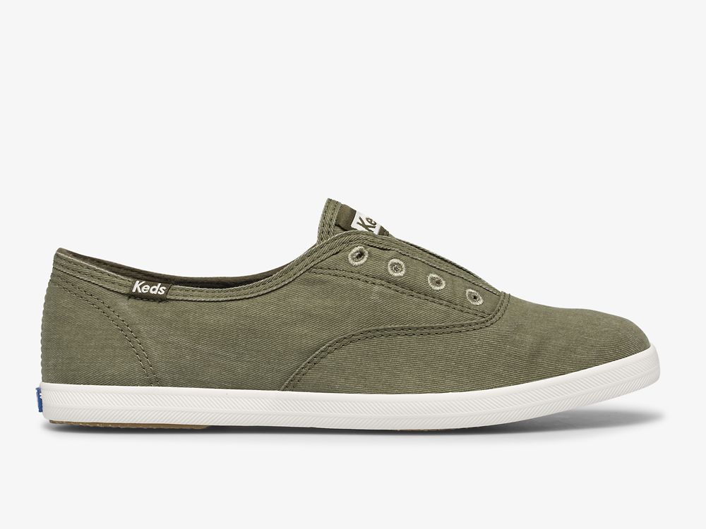 Keds Chillax Washable Feat. Organic Pamut Női SlipOnSneakers Olivazöld | HU-62610