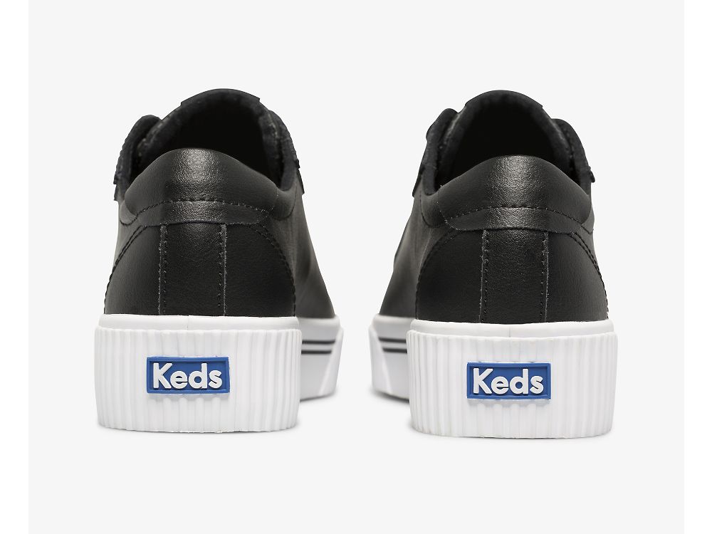 Keds Crew Kick Alto Bőr Női FűzősCipő Fekete | HU-63800