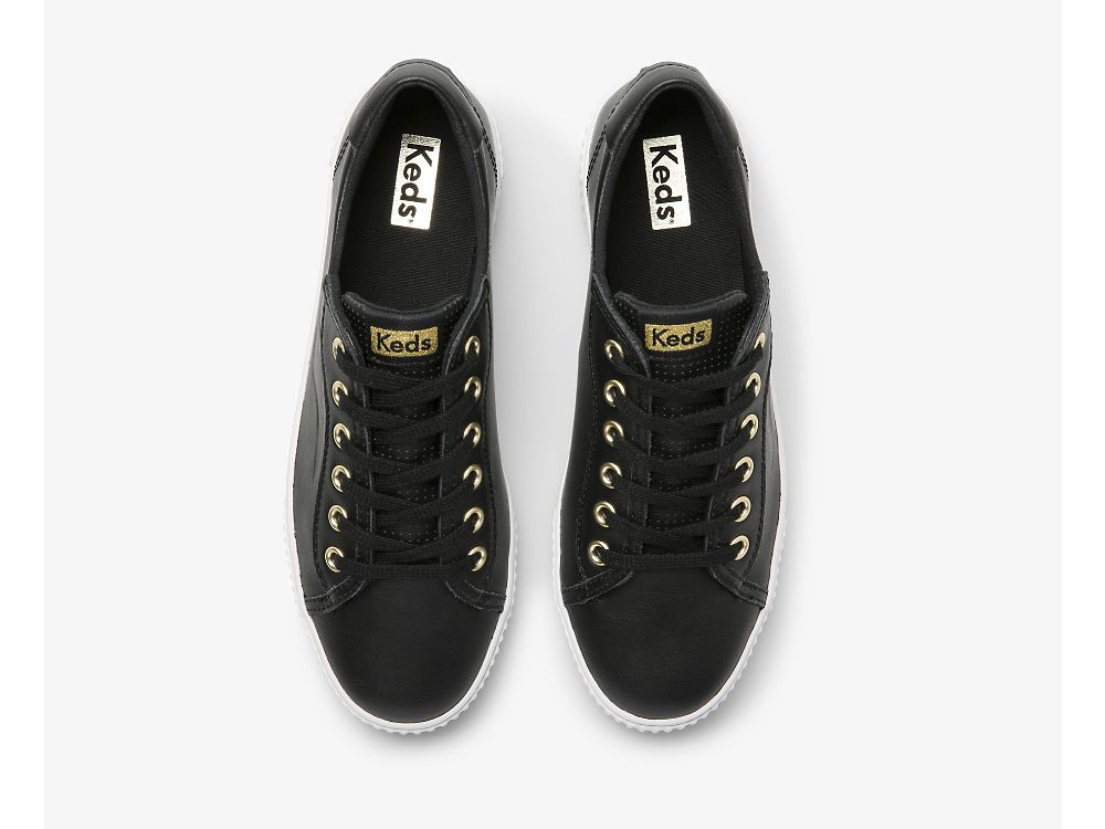 Keds Crew Kick Alto Bőr Női FűzősCipő Fekete | HU-63800