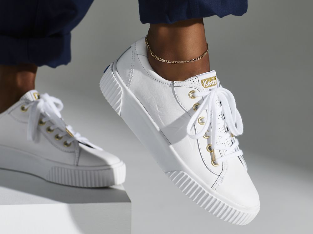 Keds Crew Kick Alto Bőr Női FűzősCipő Fehér | HU-69886