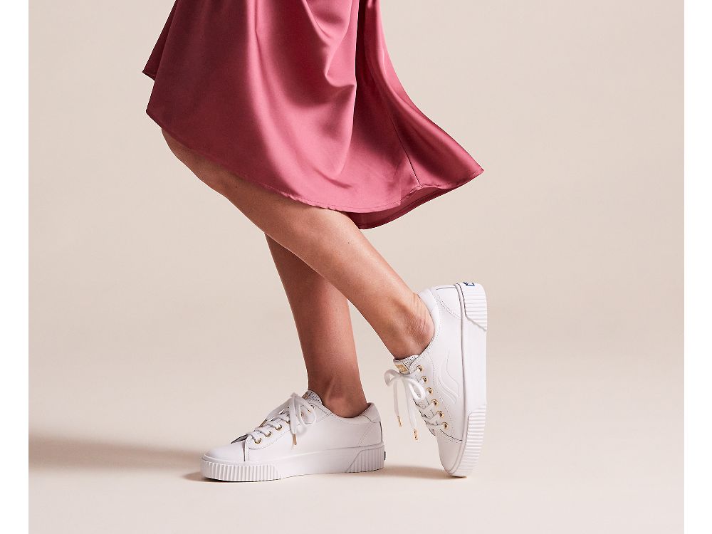 Keds Crew Kick Alto Bőr Női FűzősCipő Fehér | HU-69886