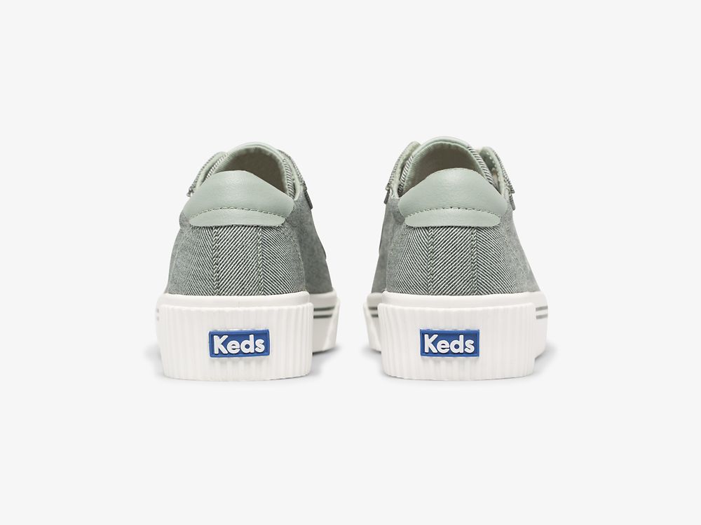 Keds Crew Kick Alto Soft Twill Női FűzősCipő Olivazöld | HU-66238