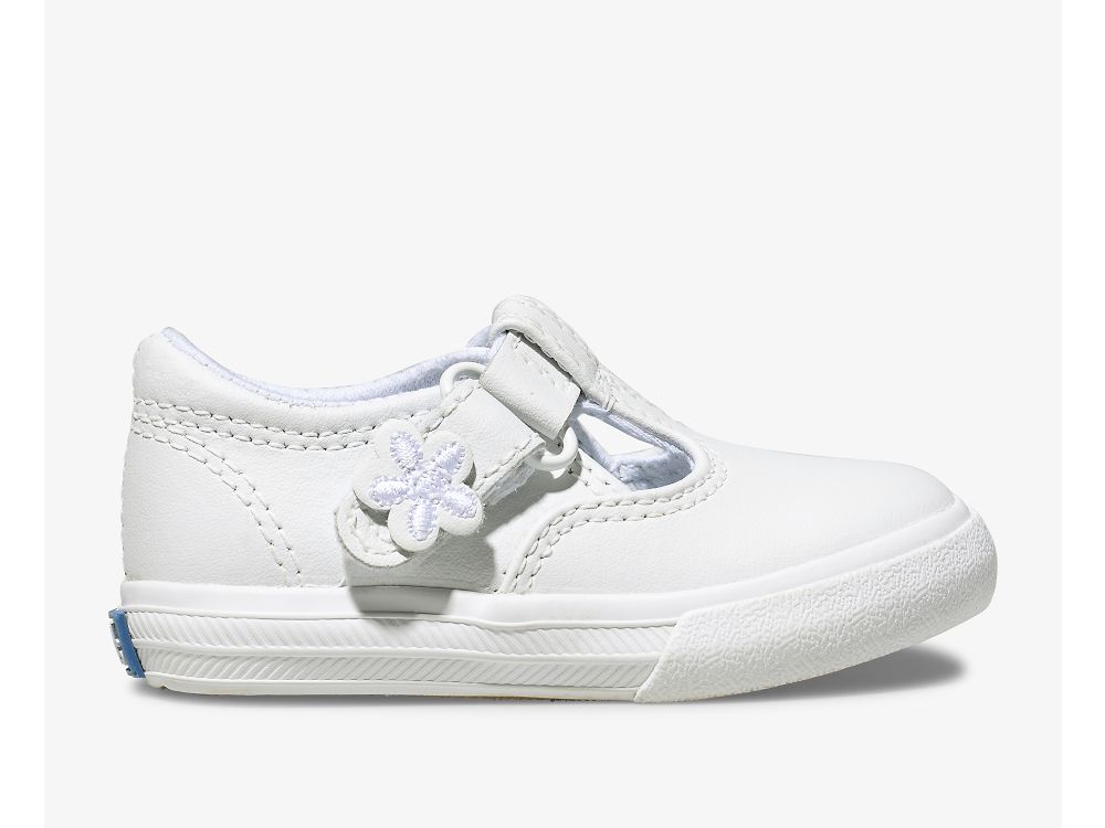 Keds Daphne T-Pántos Bőr Sneaker Lány Bőr Sneakers Fehér | HU-74806