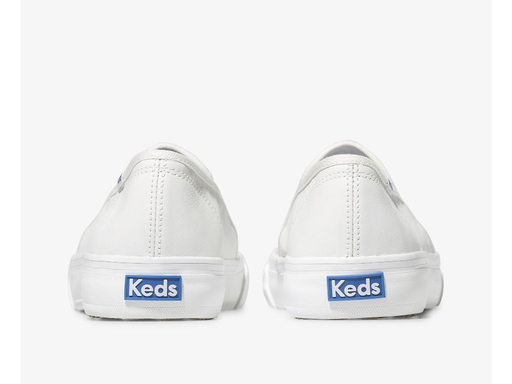 Keds Double Decker Bőr Női Bőr Sneakers Fehér | HU-36228