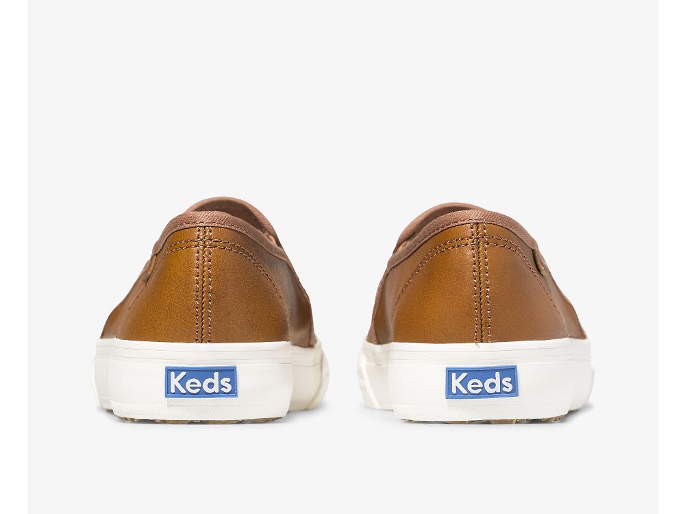 Keds Double Decker Bőr Női SlipOnSneakers Barna | HU-40351