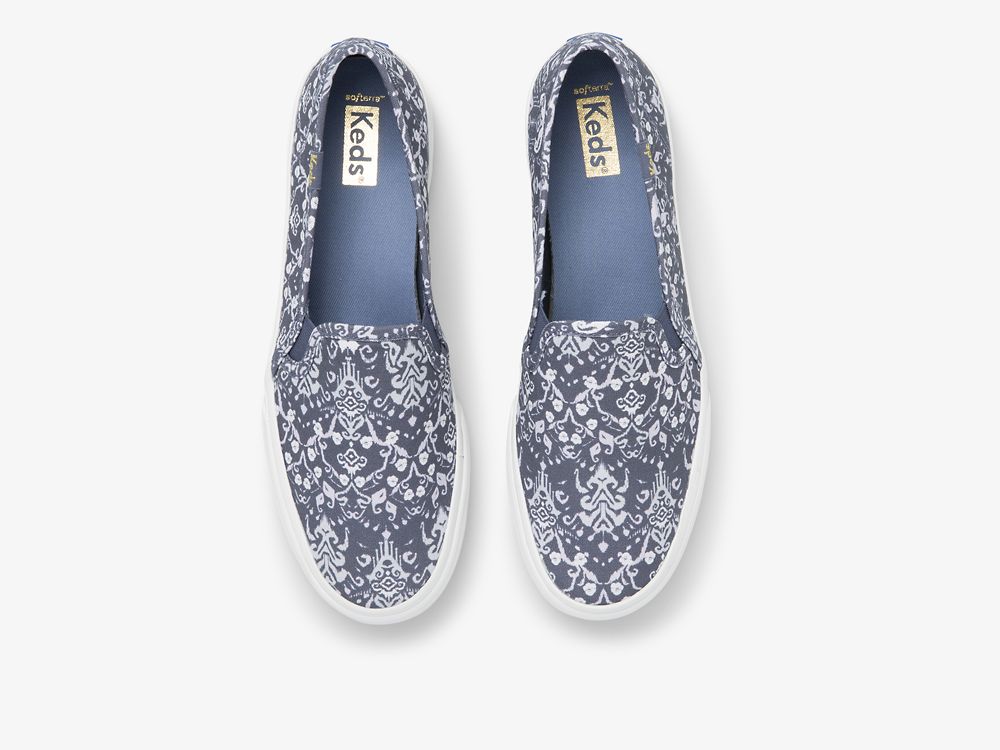 Keds Double Decker Mosaic Vászon Női SlipOnSneakers Kék | HU-12447