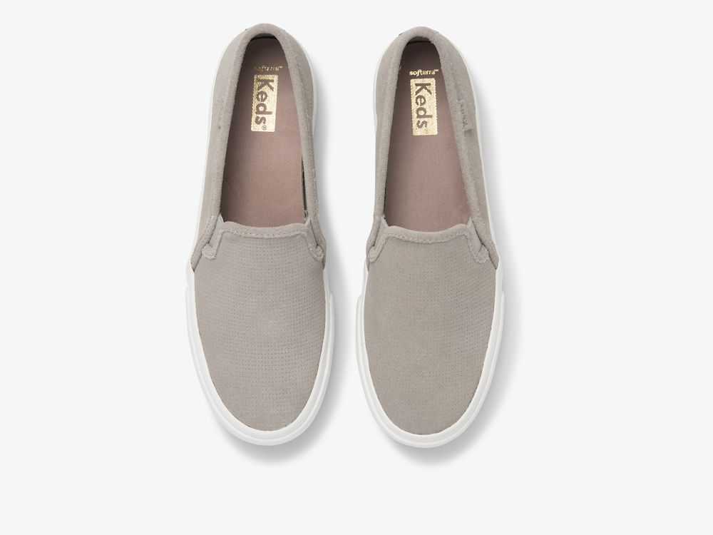 Keds Double Decker Perf Velúr Női SlipOnSneakers Szürke | HU-96756