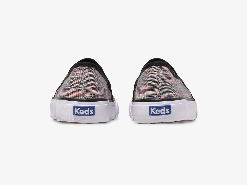 Keds Double Decker Plaid Női SlipOnSneakers Fekete Színes | HU-53673